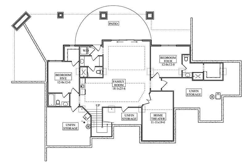 Modern House Plan Lower Level Floor - 101S-0036 | House Plans and More
