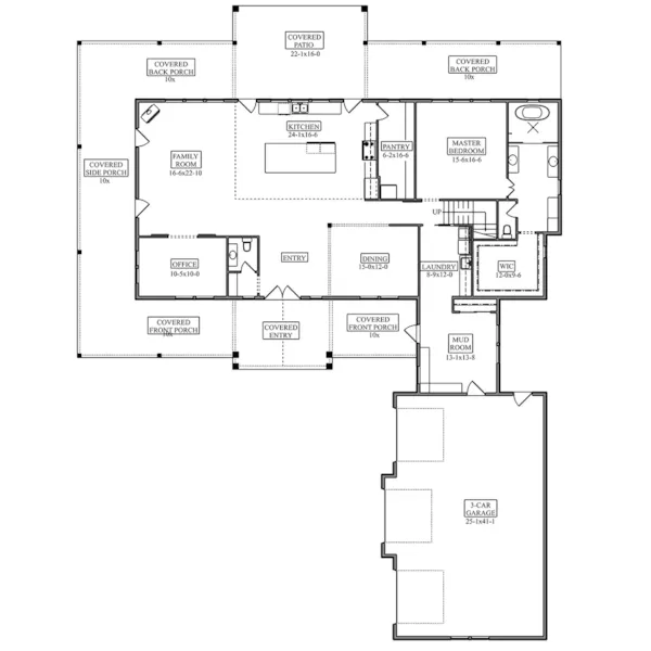 Craftsman House Plan First Floor - Walker Road Craftsman Home 101S-0037 | House Plans and More