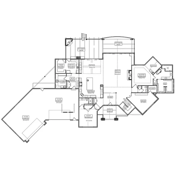 Lake House Plan First Floor - Southmoore Park Rustic Home 101S-0038 | House Plans and More