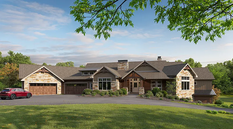 Ranch House Plan Front of Home - 101S-0038 | House Plans and More
