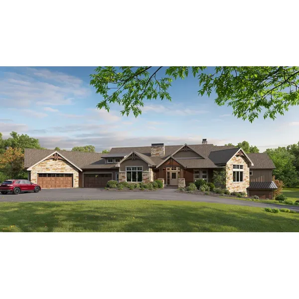 Lake House Plan Front of Home - Southmoore Park Rustic Home 101S-0038 | House Plans and More