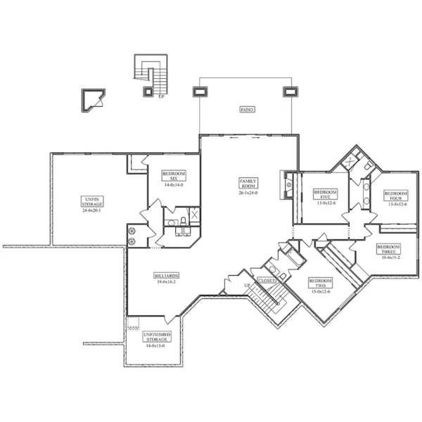 Lake House Plan Lower Level Floor - Southmoore Park Rustic Home 101S-0038 | House Plans and More