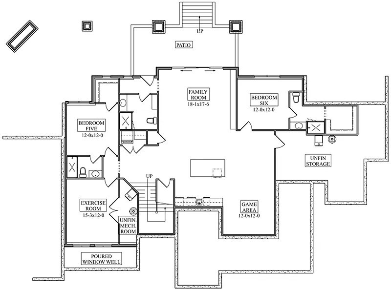 Modern House Plan Lower Level Floor - 101S-0039 | House Plans and More