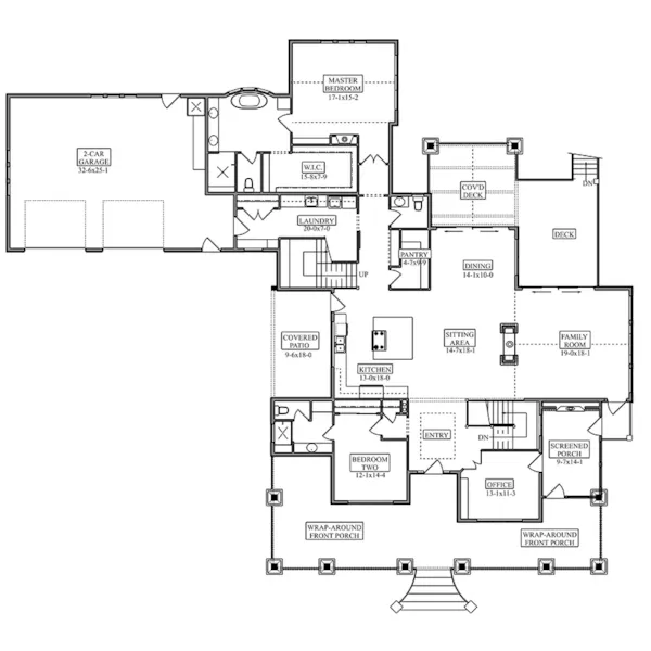 Arts & Crafts House Plan First Floor - Trappers Point Country Home 101S-0040 | House Plans and More