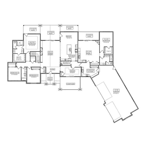 Arts & Crafts House Plan First Floor - Stagecoach Country Home 101D-0042 | House Plans and More