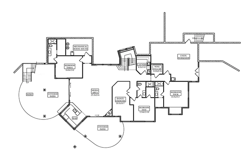 Rustic House Plan Lower Level Floor - 101S-0043 | House Plans and More