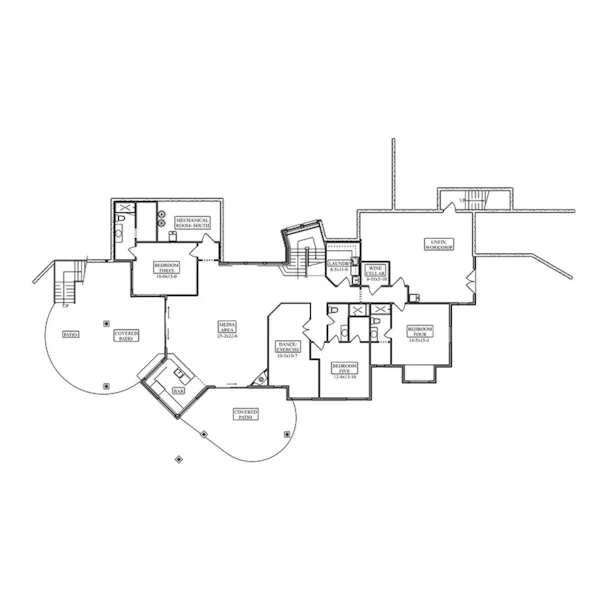 Luxury House Plan Lower Level Floor - Horseshoe Road Luxury Home 101S-0043 | House Plans and More