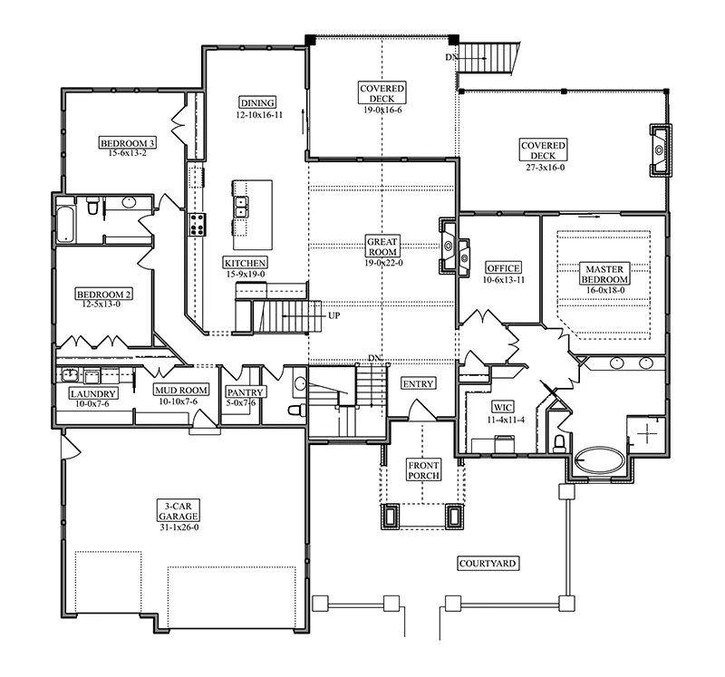 Mediterranean House Plan First Floor - 101S-0045 | House Plans and More