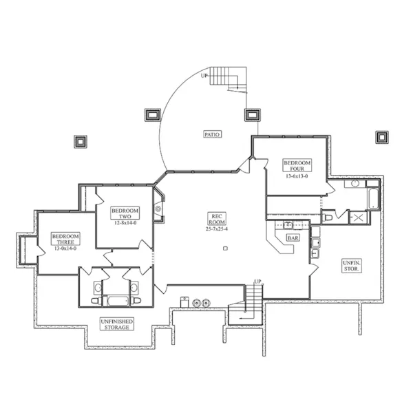 Farmhouse Plan Lower Level Floor - Bonnet Ridge Luxury Home 101S-0046 | House Plans and More