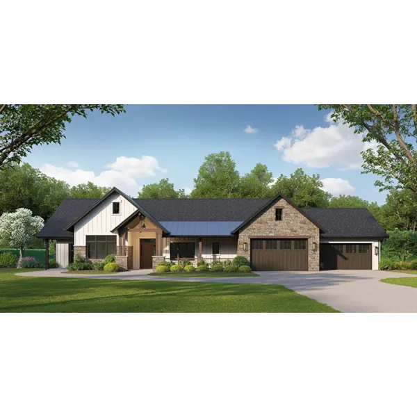 Arts & Crafts House Plan Front of Home - Saddlebrook Country Home 101S-0047 | House Plans and More