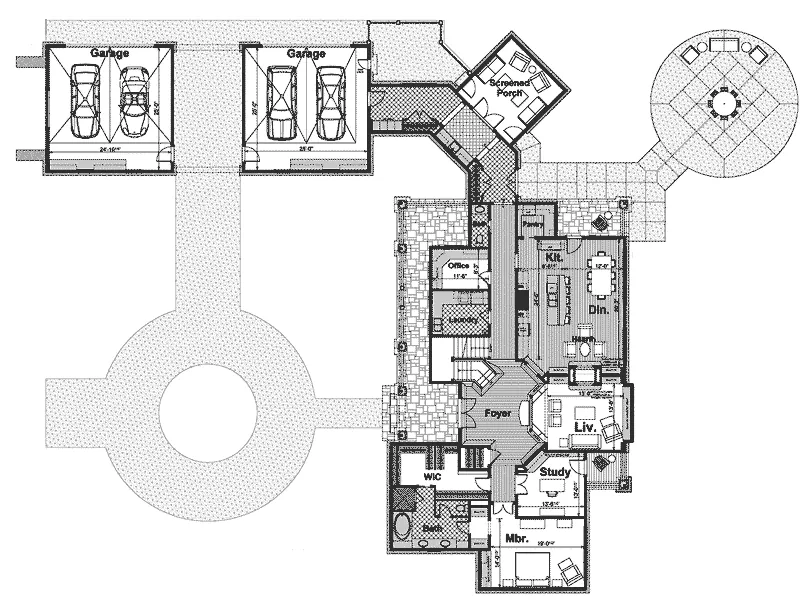 Shingle House Plan First Floor - Selena Manor Luxury Farmhouse 105S-0001 - Shop House Plans and More