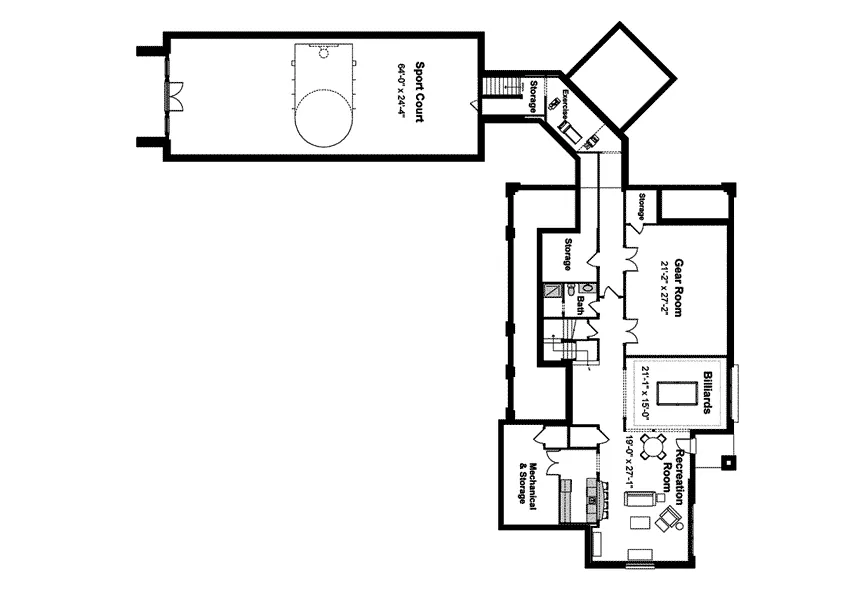 Farmhouse Plan Lower Level Floor - Selena Manor Luxury Farmhouse 105S-0001 - Shop House Plans and More