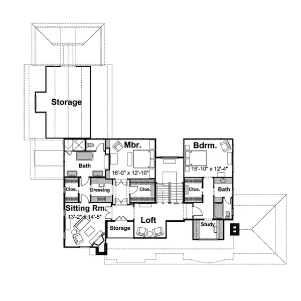 Contemporary House Plan Second Floor - Rory Manor Craftsman Home 105S-0003 - Shop House Plans and More