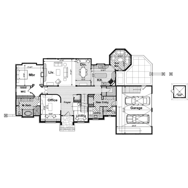 Tudor House Plan First Floor - Riordan Manor Luxury Tudor Home 105S-0004 - Shop House Plans and More