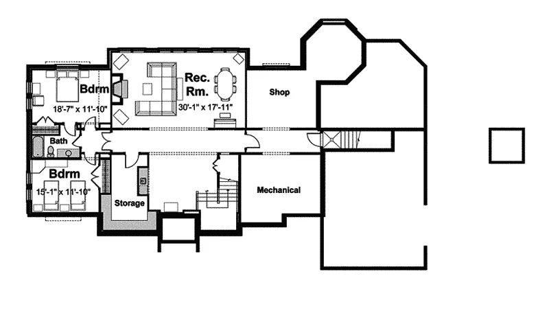 European House Plan Lower Level Floor - Riordan Manor Luxury Tudor Home 105S-0004 - Shop House Plans and More