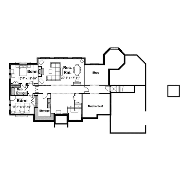 Tudor House Plan Lower Level Floor - Riordan Manor Luxury Tudor Home 105S-0004 - Shop House Plans and More