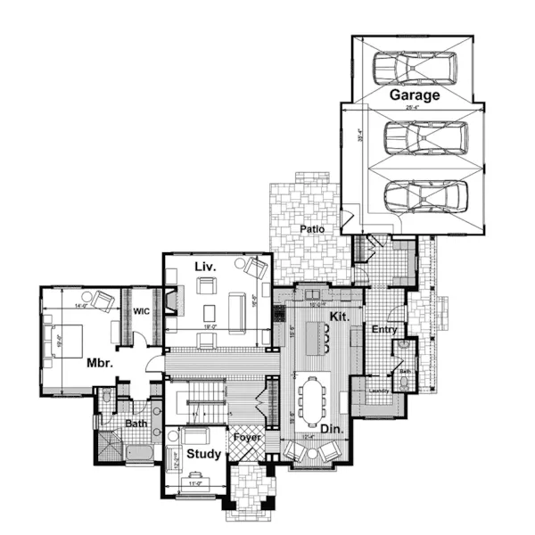 Country French House Plan First Floor - Carondelet Manor Luxury Home 105S-0005 - Search House Plans and More