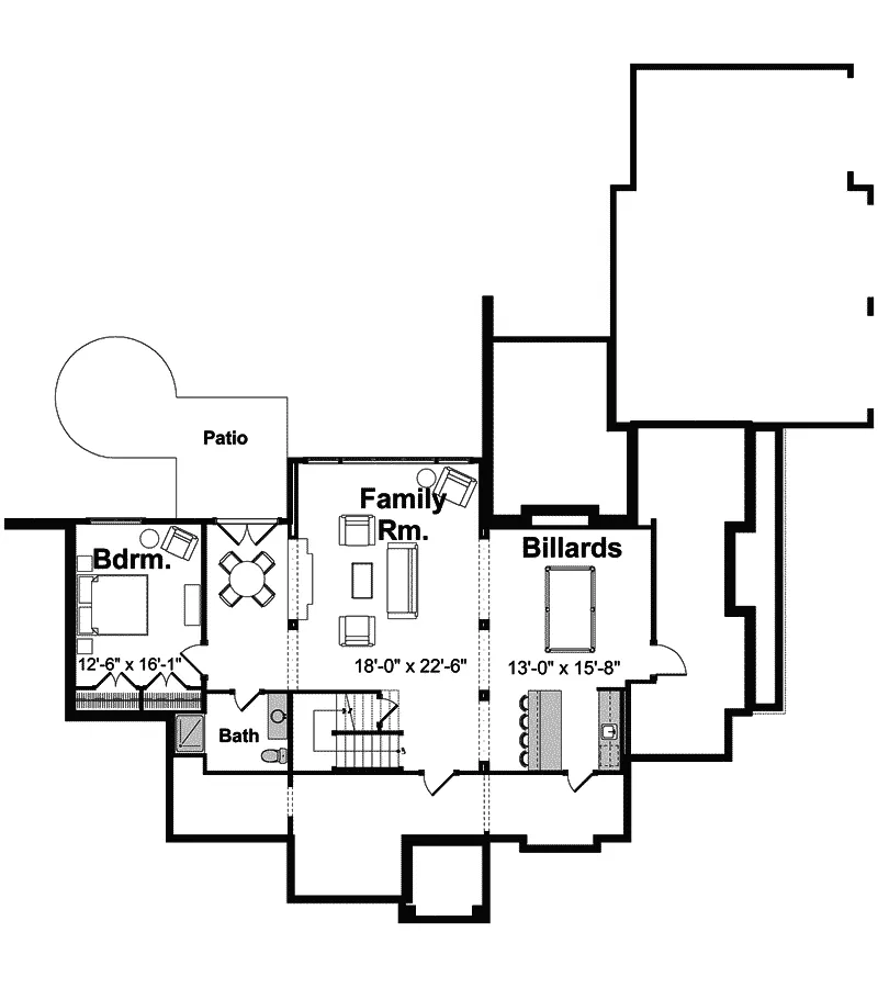 Arts & Crafts House Plan Lower Level Floor - Carondelet Manor Luxury Home 105S-0005 - Search House Plans and More