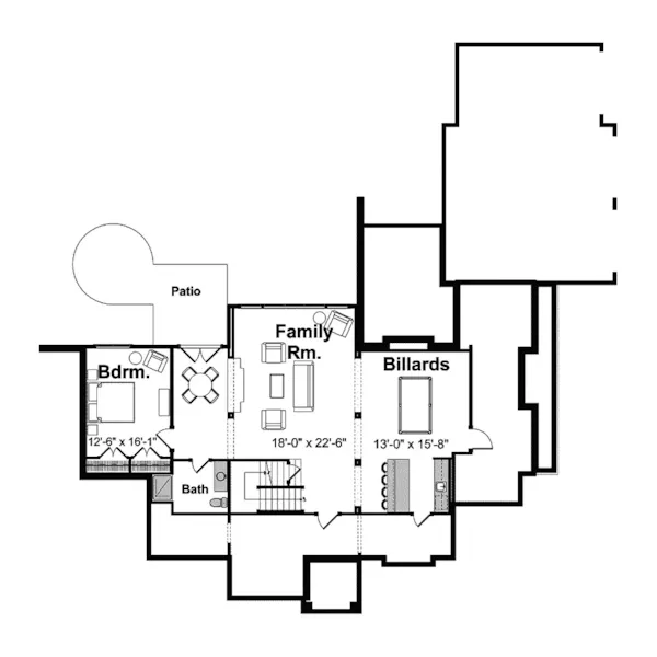 Country French House Plan Lower Level Floor - Carondelet Manor Luxury Home 105S-0005 - Search House Plans and More