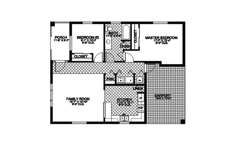 Florida House Plan First Floor - Brantley Bay Sunbelt Home 106D-0001 - Search House Plans and More
