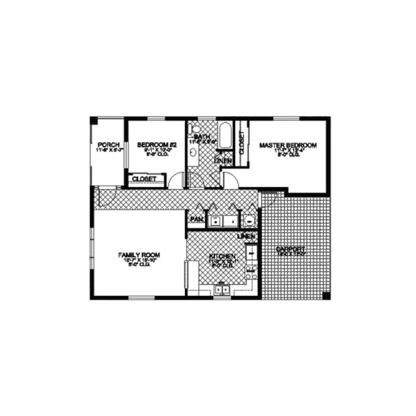 Ranch House Plan First Floor - Brantley Bay Sunbelt Home 106D-0001 - Search House Plans and More