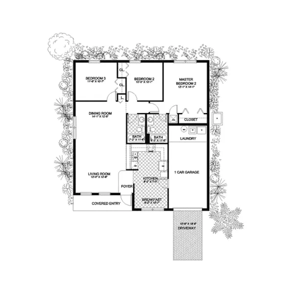 Southwestern House Plan First Floor - Belle Isle Florida Style Home 106D-0002 - Search House Plans and More