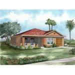 Floridian Style Ranch With Stucco Exerior And Arched Front Windows