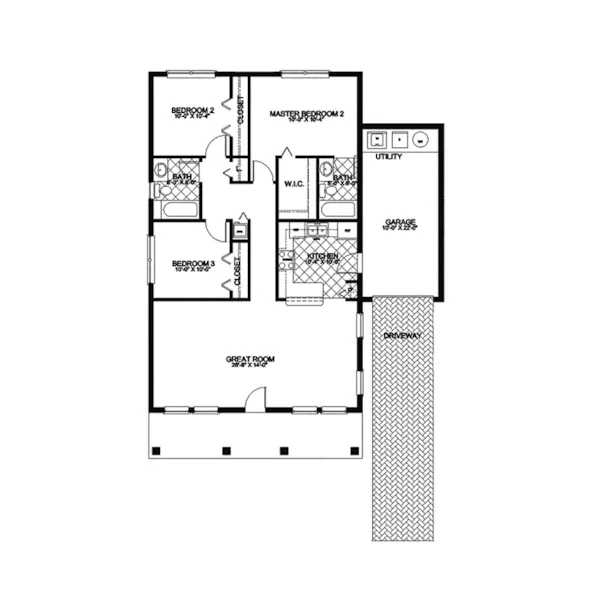 Florida House Plan First Floor - Ventana Park Country Ranch Home 106D-0003 - Shop House Plans and More