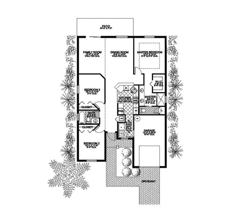 Southwestern House Plan First Floor - Moreno Small Ranch Home 106D-0007 - Shop House Plans and More