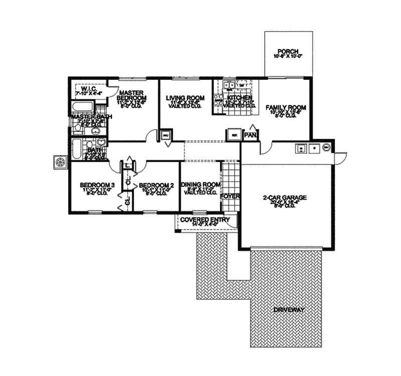 Ranch House Plan First Floor - Lavender Hill Southwestern Home 106D-0008 - Shop House Plans and More
