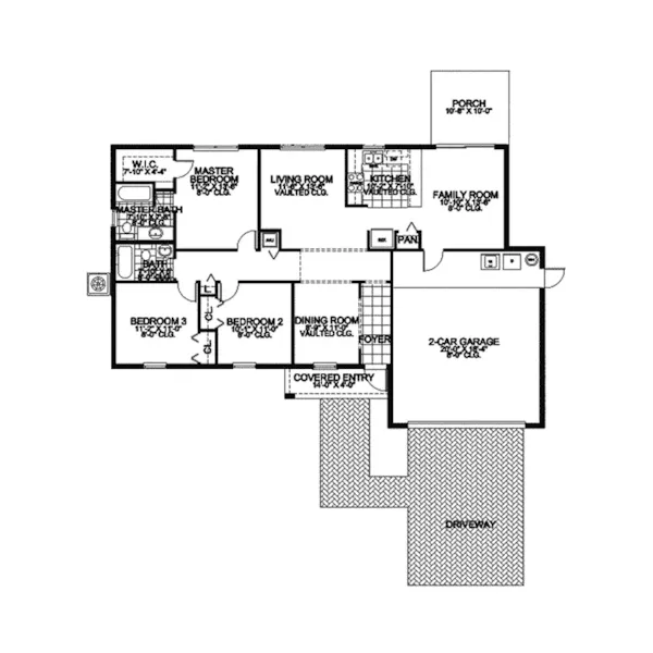 Sunbelt House Plan First Floor - Lavender Hill Southwestern Home 106D-0008 - Shop House Plans and More