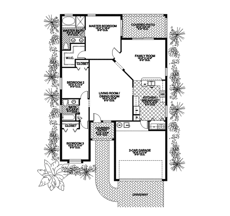 Southwestern House Plan First Floor - Verde Hill Stucco Ranch Home 106D-0010 - Shop House Plans and More