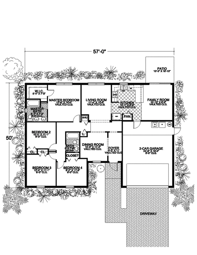 Ranch House Plan First Floor - Lowell Canyon Spanish Home 106D-0011 - Shop House Plans and More