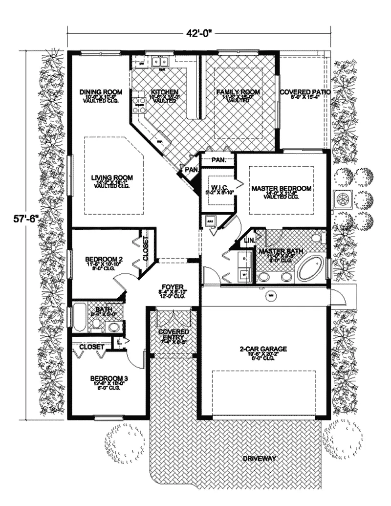 Santa Fe House Plan First Floor - Santa Fe Spanish Ranch Home 106D-0013 - Shop House Plans and More