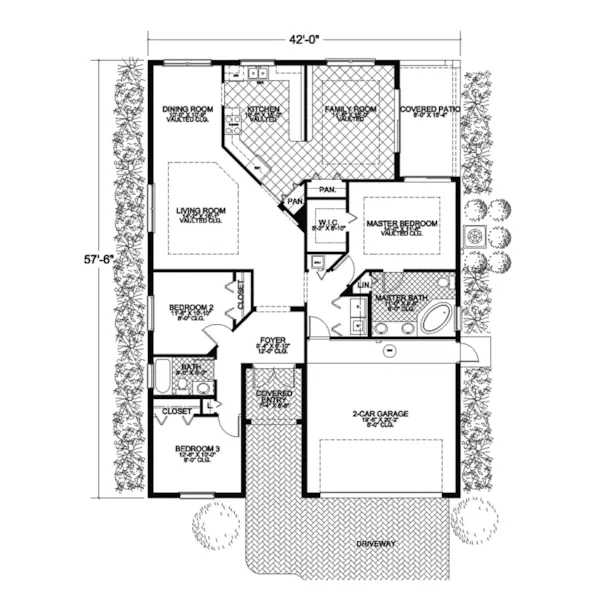 Southwestern House Plan First Floor - Santa Fe Spanish Ranch Home 106D-0013 - Shop House Plans and More