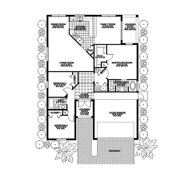 Santa Fe House Plan First Floor - Maverick Bay Stucco Ranch Home 106D-0014 - Shop House Plans and More