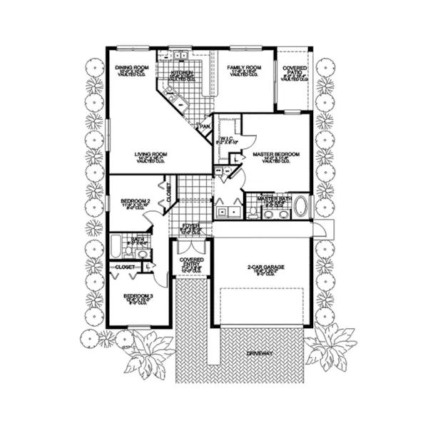 Ranch House Plan First Floor - Maverick Bay Stucco Ranch Home 106D-0014 - Shop House Plans and More