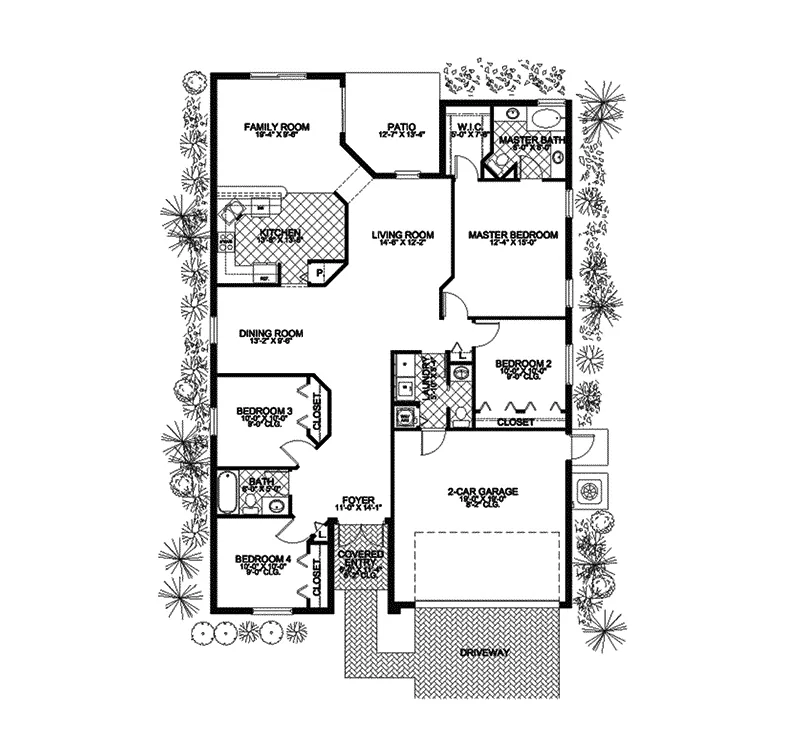 Ranch House Plan First Floor - Rainbow Cove Florida Ranch Home 106D-0017 - Shop House Plans and More