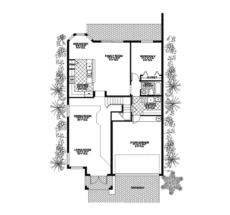 Santa Fe House Plan First Floor - Orangebrook Southwestern Home 106D-0023 - Shop House Plans and More