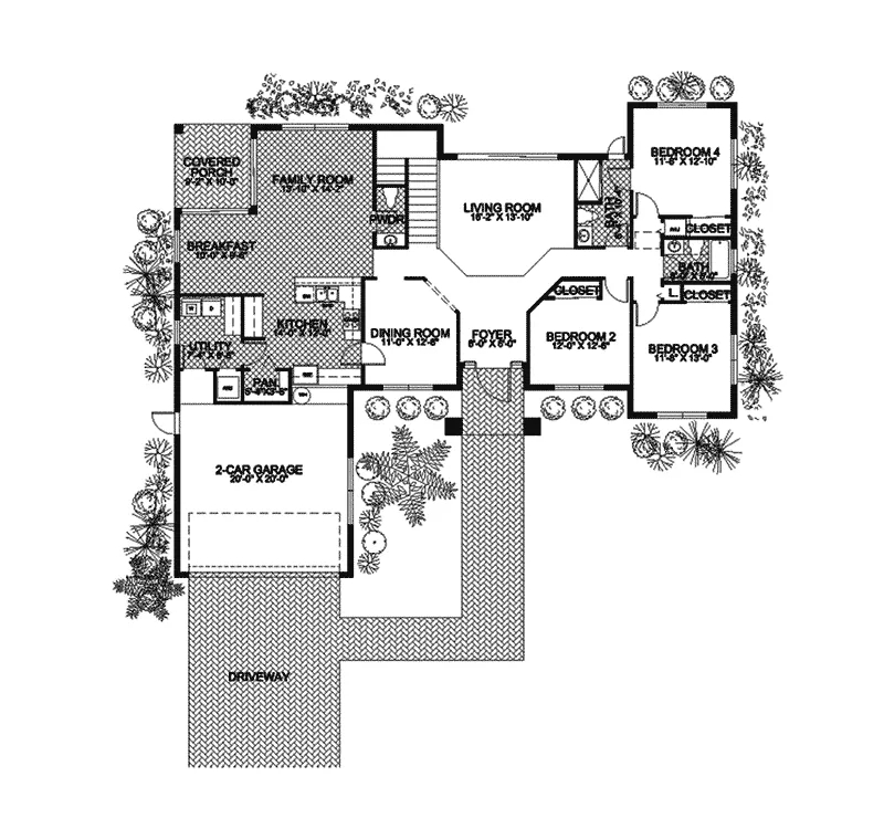 Adobe House Plans & Southwestern Home Design First Floor - Bonaventure Bay Santa Fe Home 106D-0025 - Search House Plans and More