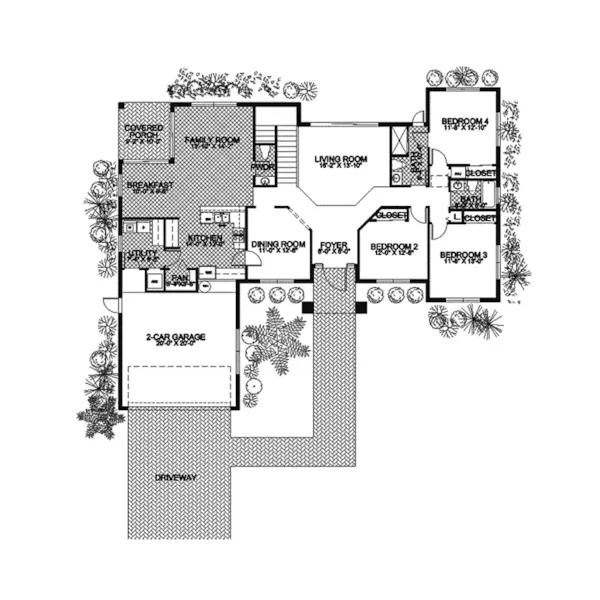 Southwestern House Plan First Floor - Bonaventure Bay Santa Fe Home 106D-0025 - Search House Plans and More