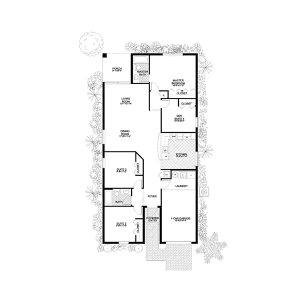 Adobe House Plans & Southwestern Home Design First Floor - Wingate Southwestern Ranch Home 106D-0028 - Shop House Plans and More