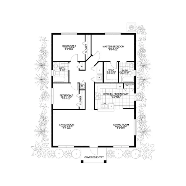 Ranch House Plan First Floor - Fern Forest Florida Style Home 106D-0029 - Search House Plans and More