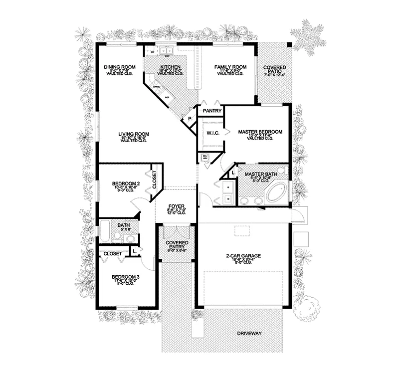 Sunbelt House Plan First Floor - Sorrento Hill Sunbelt Home 106D-0030 - Shop House Plans and More