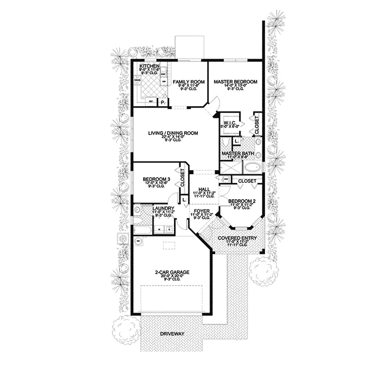 Ranch House Plan First Floor - Millenia Sunbelt Ranch Home 106D-0031 - Shop House Plans and More