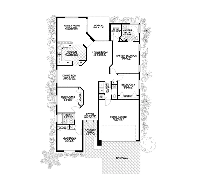 Ranch House Plan First Floor - Green Springs Santa Fe Home 106D-0032 - Search House Plans and More