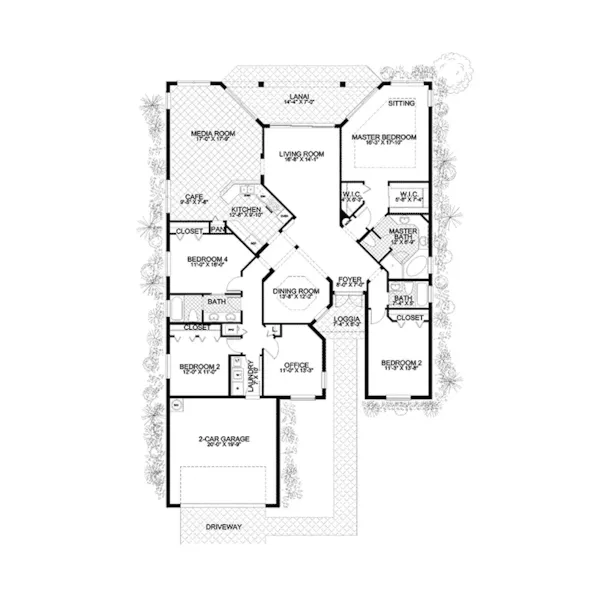 Southwestern House Plan First Floor - Seabrook Shores Florida Home 106D-0034 - Shop House Plans and More