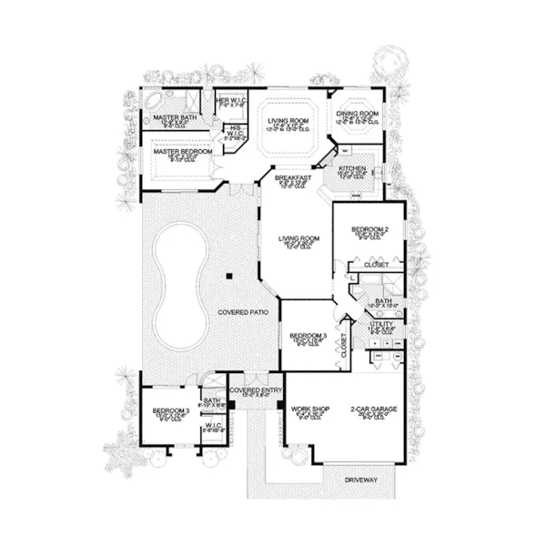 Adobe House Plans & Southwestern Home Design First Floor - Nona Hollow Sunbelt Style Home 106D-0038 - Shop House Plans and More