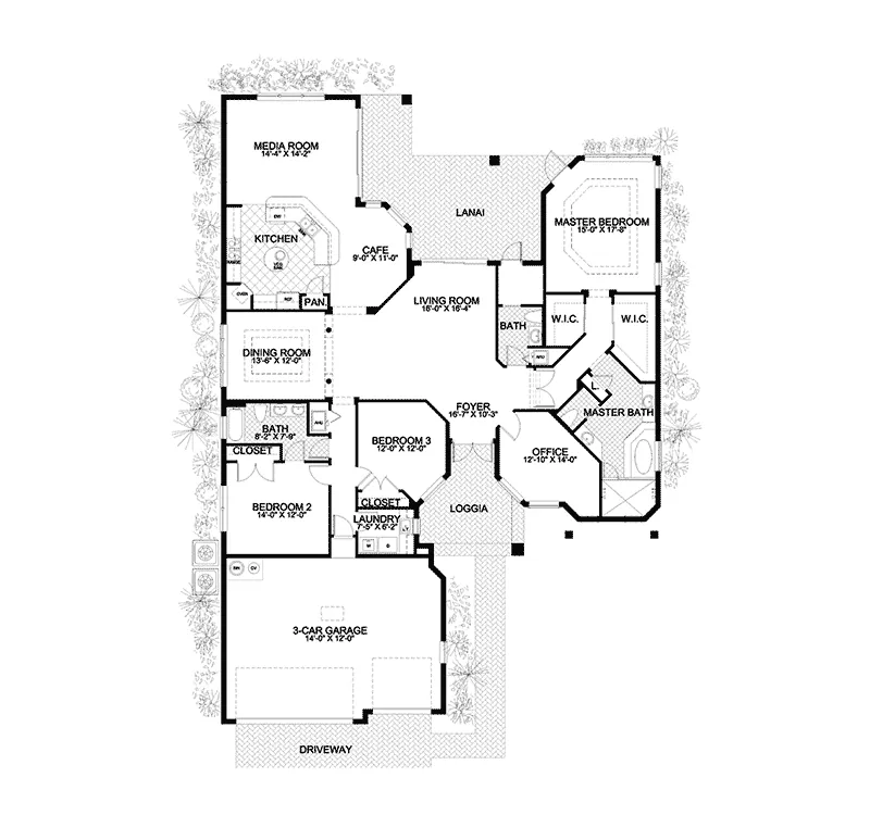 Florida House Plan First Floor - Camino Del Tienda Santa Fe Home 106D-0039 - Search House Plans and More
