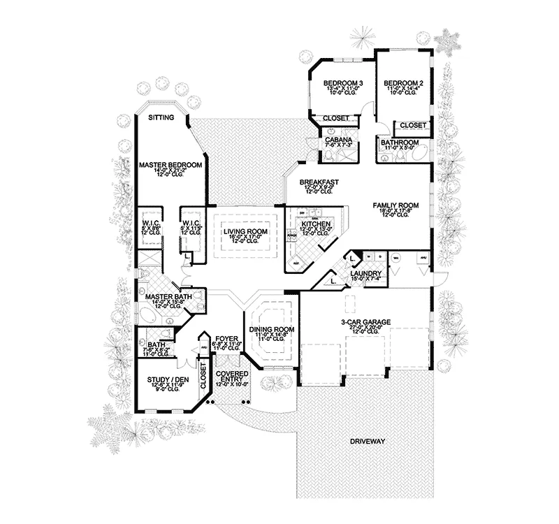 Southwestern House Plan First Floor - Indian Wells Sunbelt Ranch Home 106D-0040 - Search House Plans and More